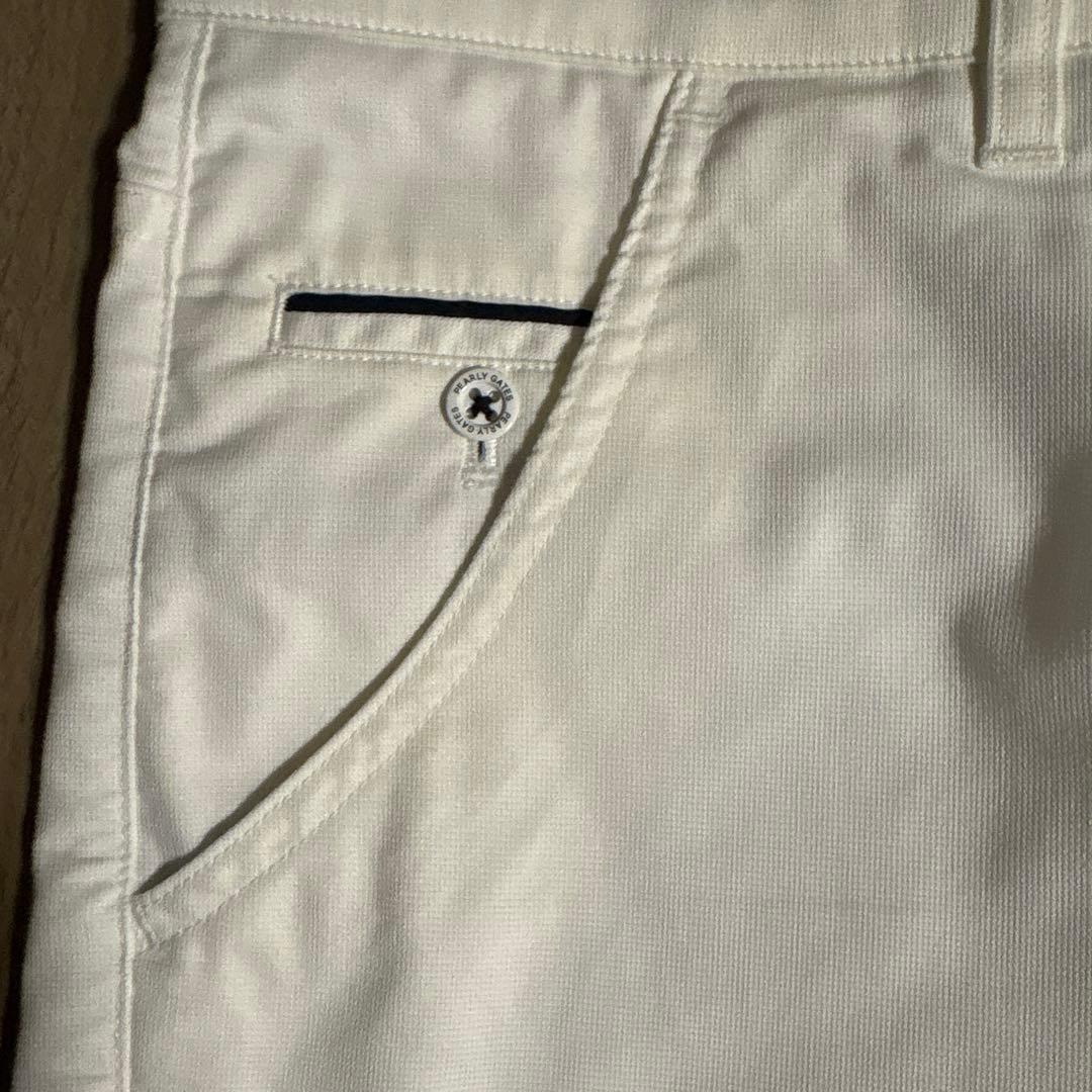 【美品】パーリーゲイツ ロゴ入りホワイトゴルフパンツ