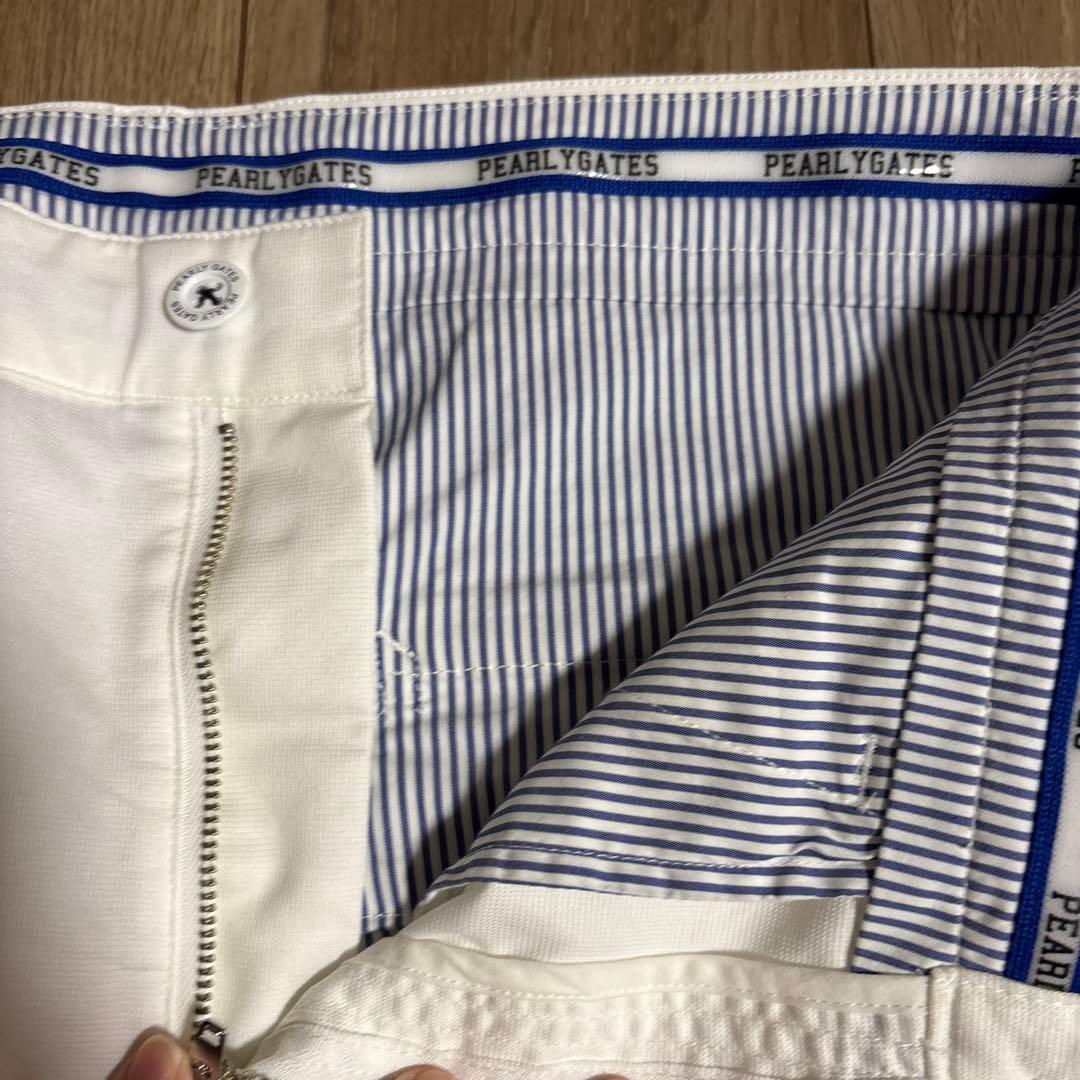 【美品】パーリーゲイツ ロゴ入りホワイトゴルフパンツ