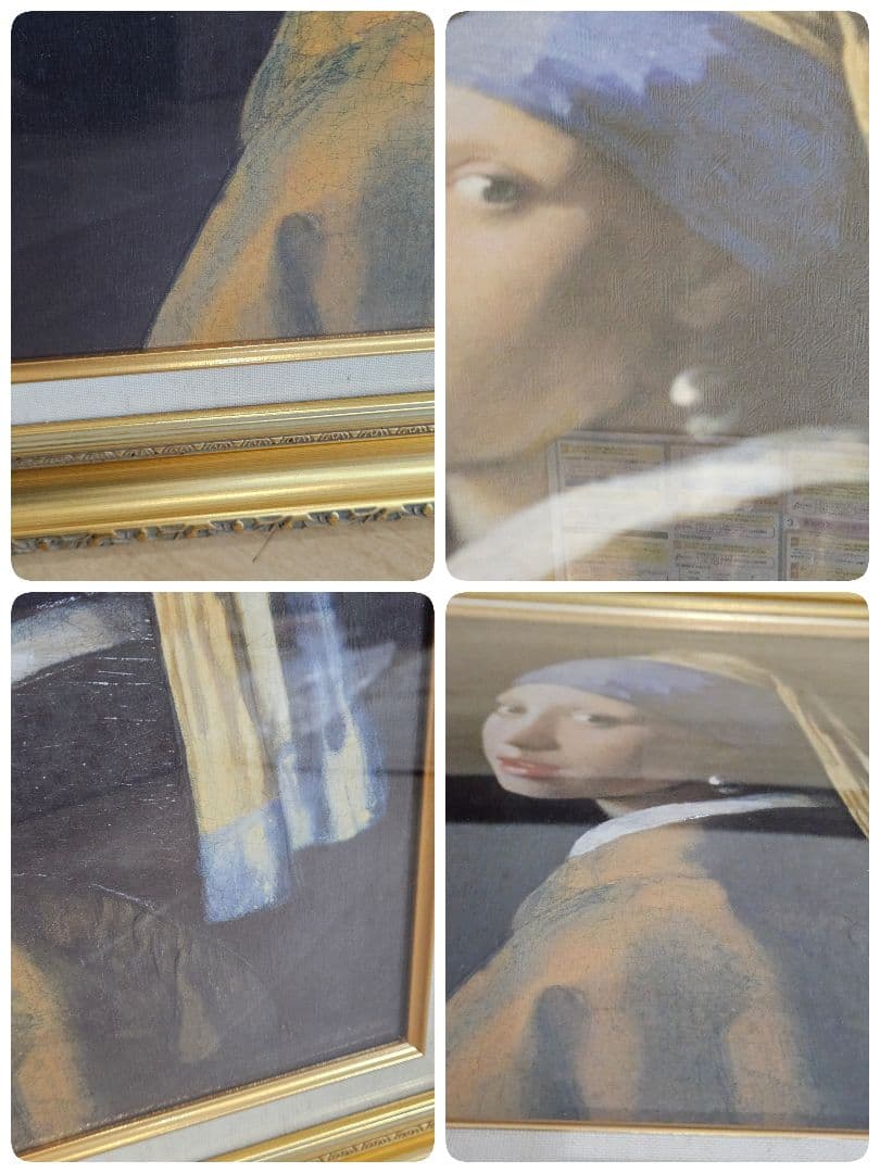 真珠の耳飾りの少女 バロック絵画 フェルメール複製画 外枠58x47.5cm