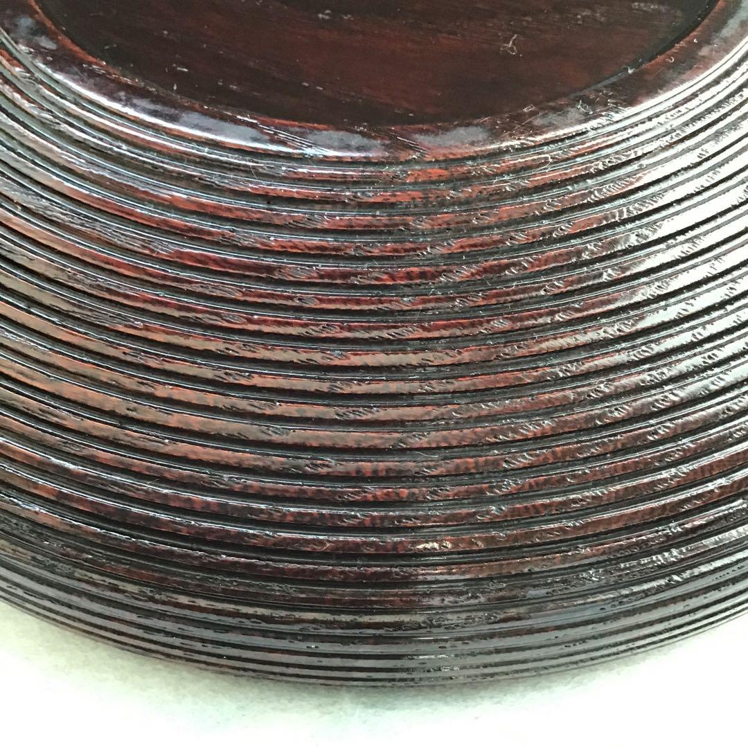 茶道具　樺溜塗糸目菓子器　塗師　堅地屋清兵衛作　堅清印　楽只斎好　共箱　S3KK