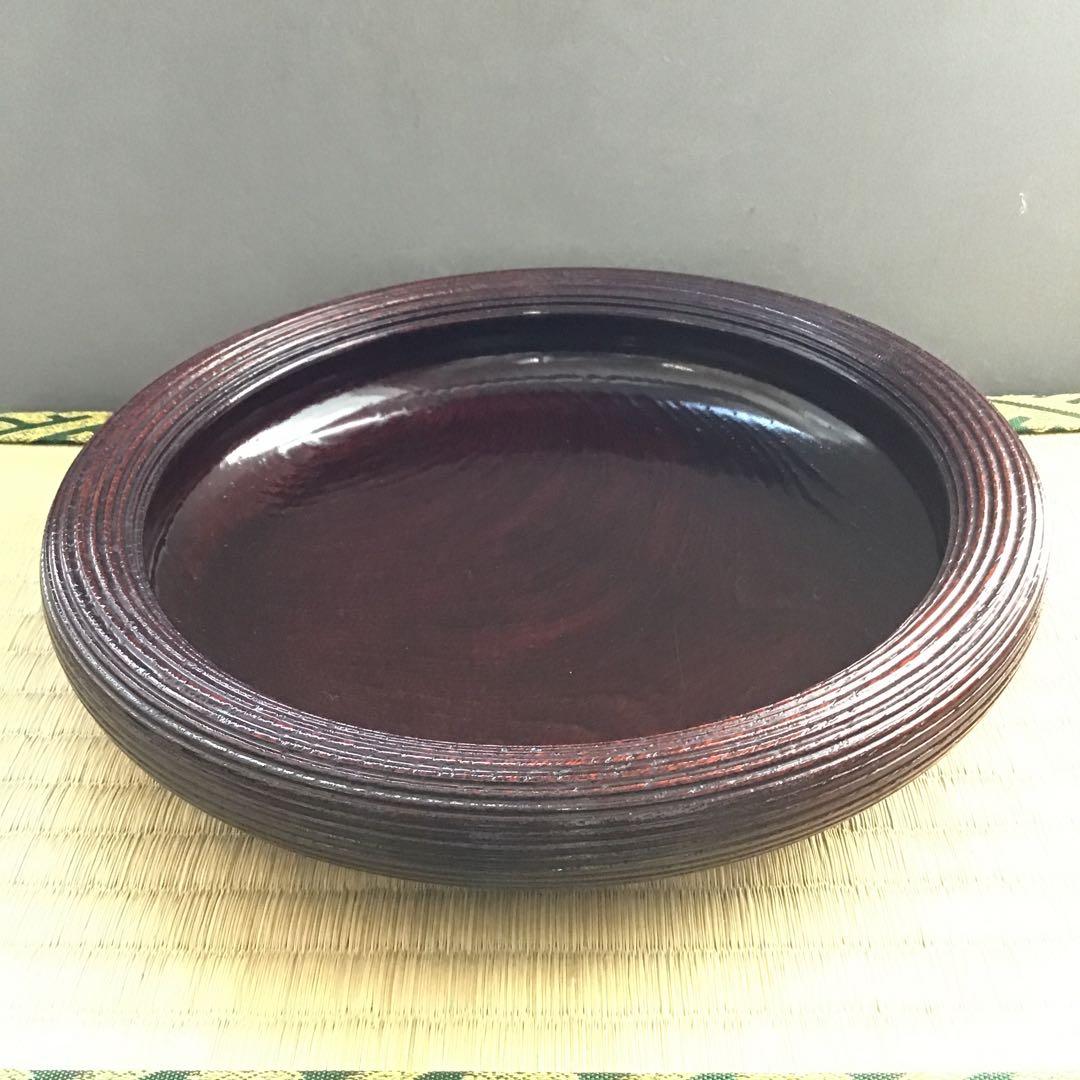 茶道具　樺溜塗糸目菓子器　塗師　堅地屋清兵衛作　堅清印　楽只斎好　共箱　S3KK