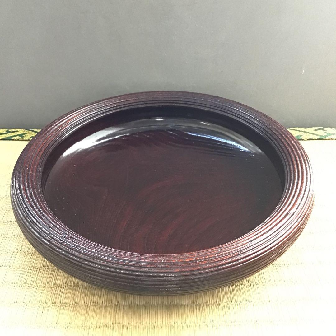 茶道具　樺溜塗糸目菓子器　塗師　堅地屋清兵衛作　堅清印　楽只斎好　共箱　S3KK