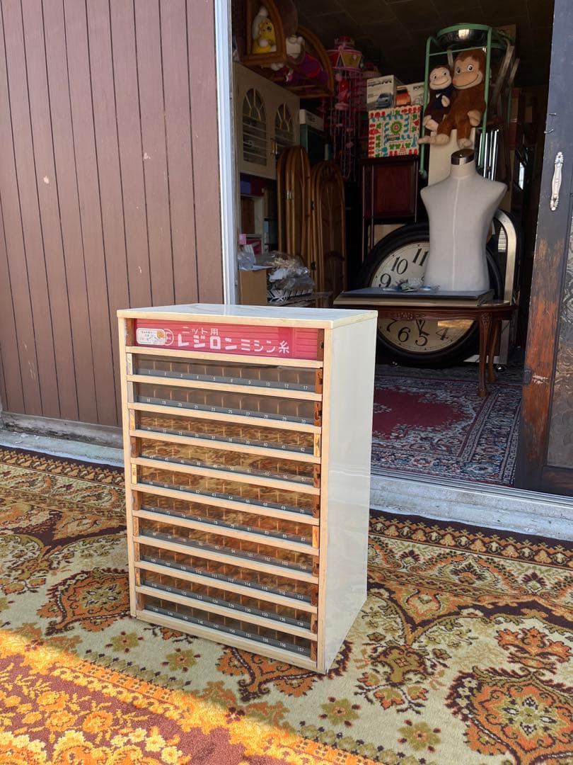 ⑥ ミシン糸ケース ミシン糸収納棚 昭和レトロ 当時物 インテリア アンティーク