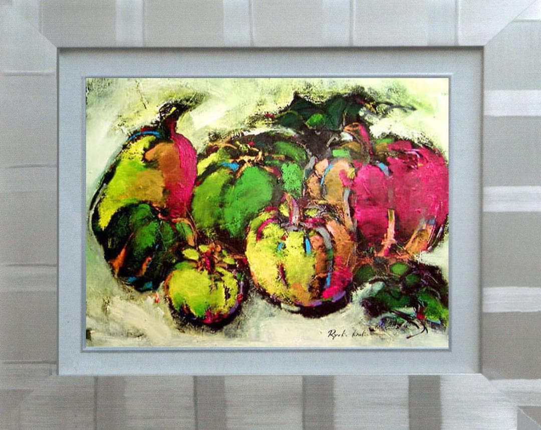 油絵 菅家令子 絵 絵画 インテリア uF6-061404 静物 かぼちゃ