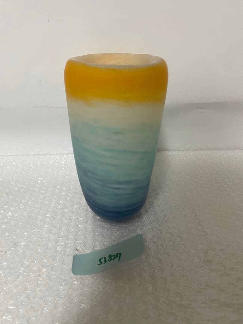 ガラス工芸家　岩田久利作　朝の海　花瓶　花器　箱付