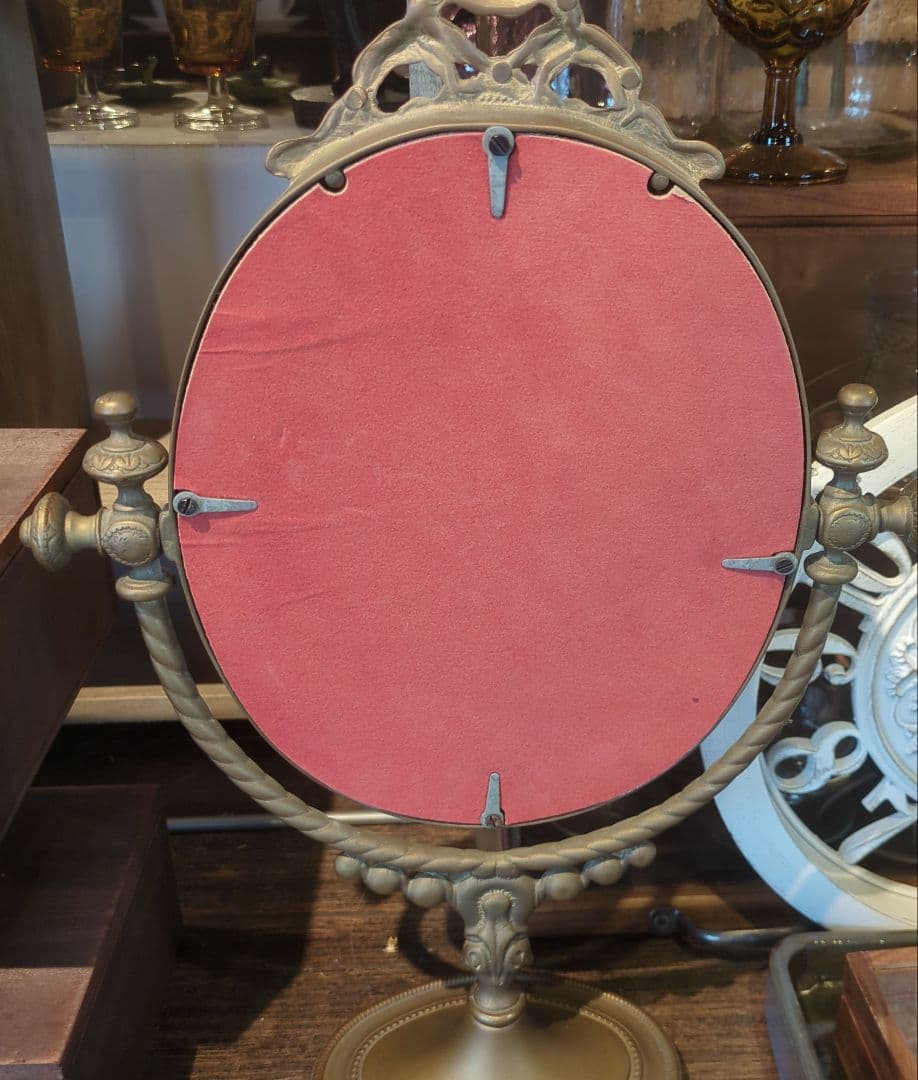 イタリアンビンテージ 真鍮製卓上ミラー