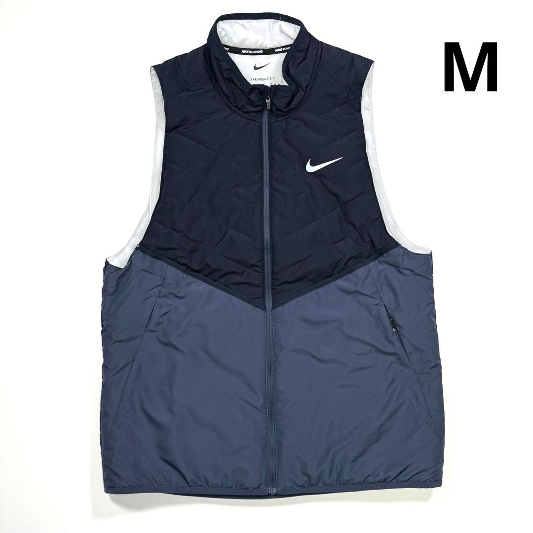 ナイキ　サーマフィット　レペル　メンズ　ランニングベスト　中綿　M 紺 防寒