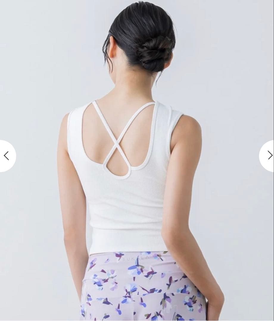 【SUKALA】クロスデザインショートタンクトップ　M 白