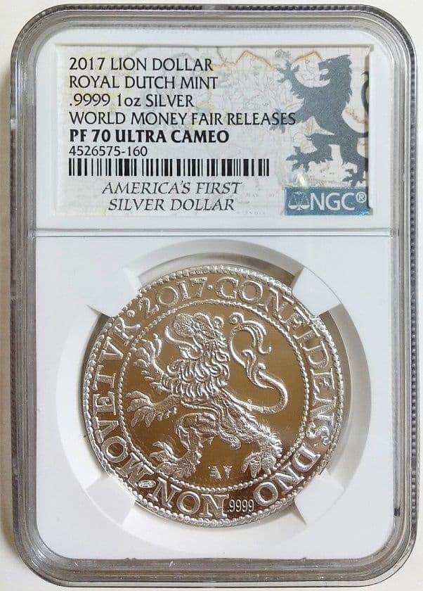 2017年 オランダ ライオンダラー 1オンス銀メダル PF70 特別ラベル