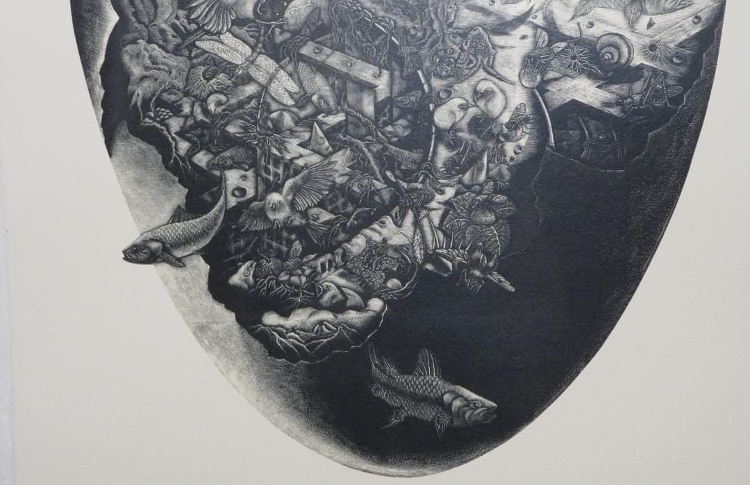 小林敬生　「蘇生の刻・飛翔」小口木版画　約６８×４６ｃｍ　《真作》　ｍｃ