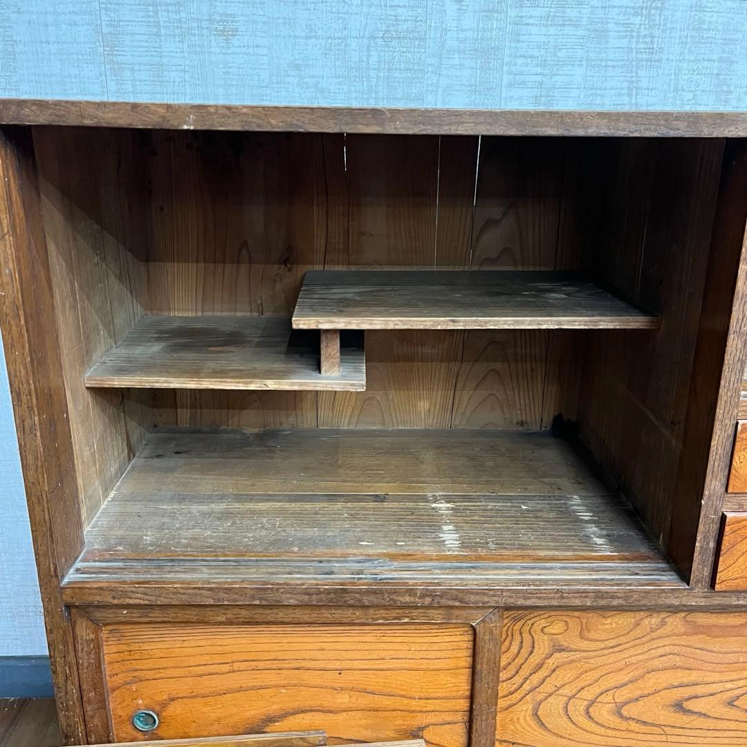 【アンティーク】昭和レトロ 木製 水屋箪笥 小箪笥 引き戸 古民家 古家具