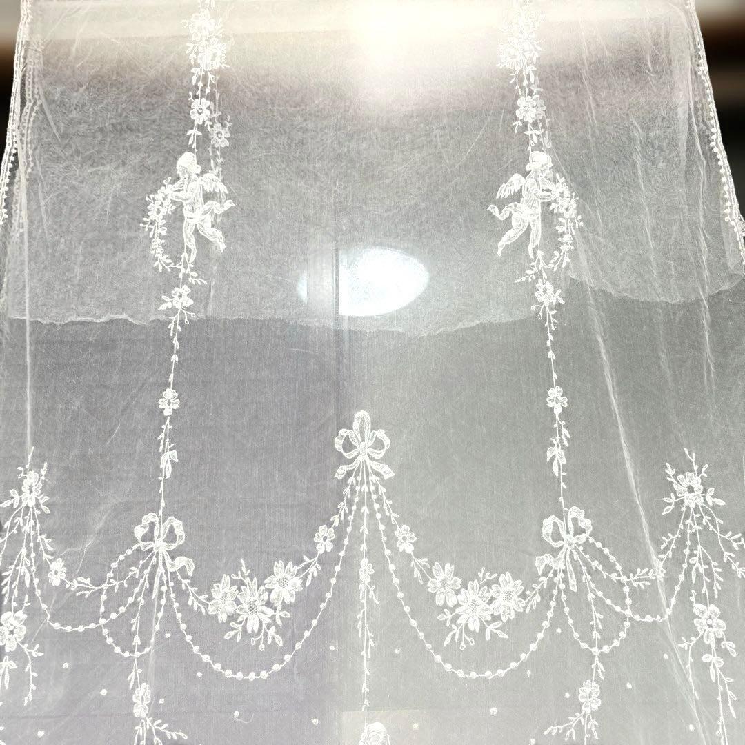 専用　フランスアンティーク　チュールレース　カーテン　天使　ガーランド　リボン