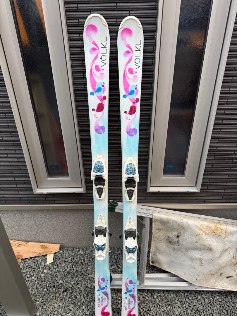 VÖLKL スキー板 ピンク青グラデーション　ブーツ　ストック3点セット