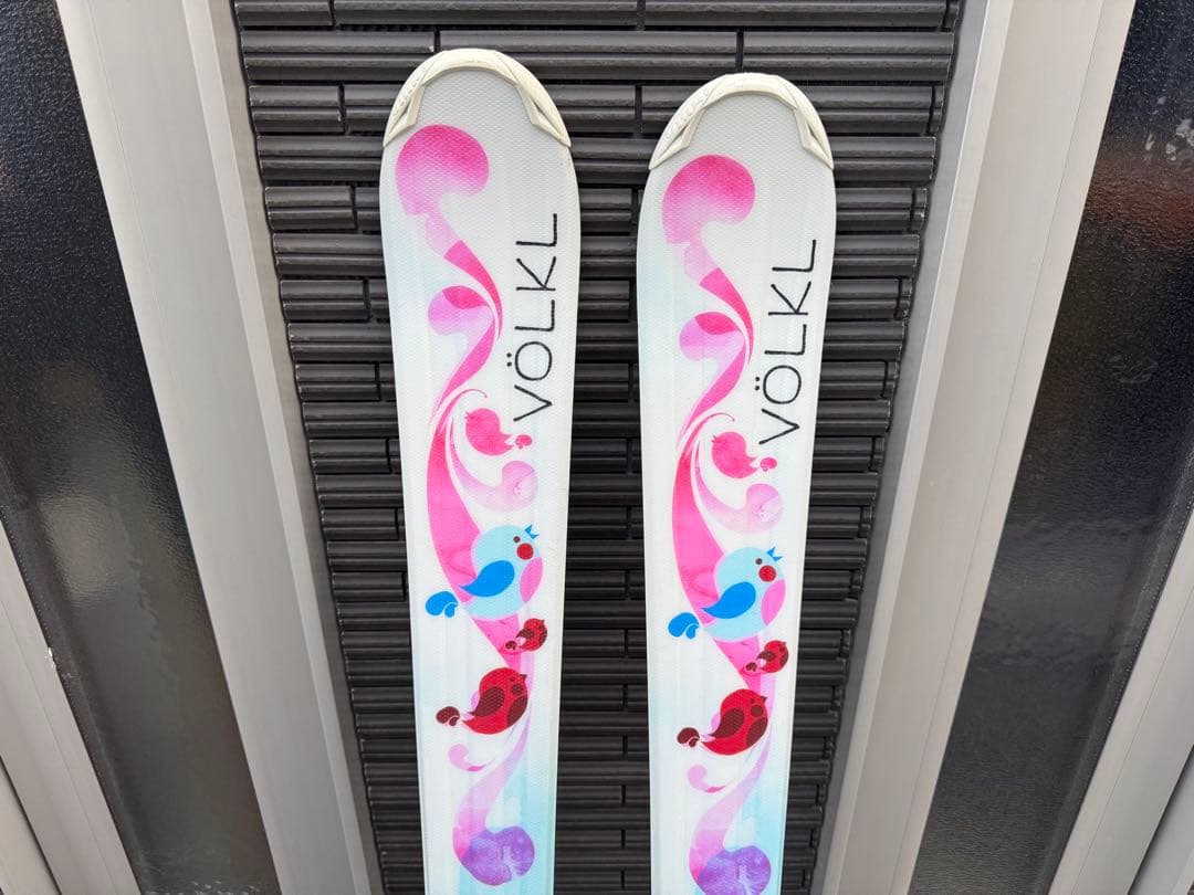 VÖLKL スキー板 ピンク青グラデーション　ブーツ　ストック3点セット