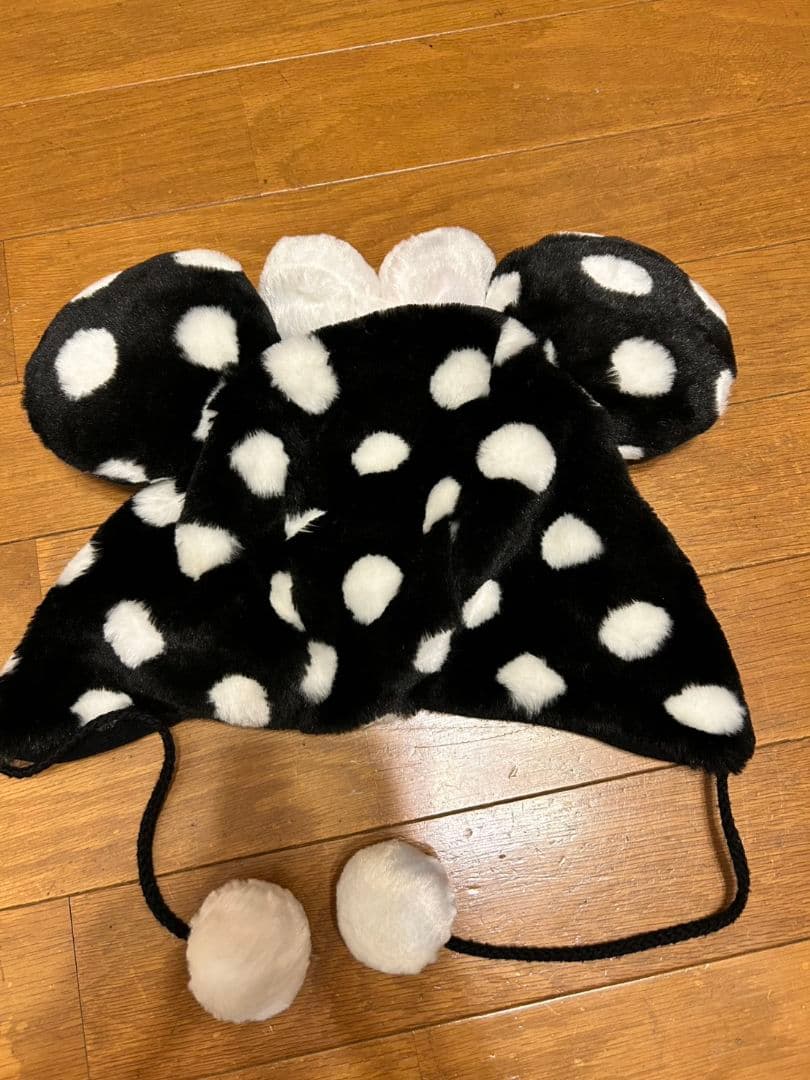 【美品】ディズニー ミニー ファンキャップ 帽子 ドット 水玉 ブラック