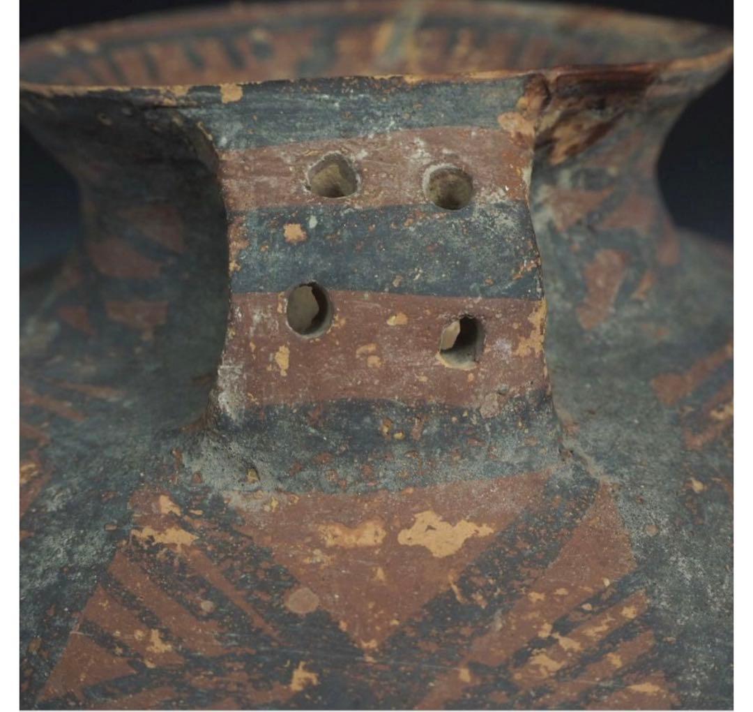 送料無料　本物保証　発掘品 馬家窯文化 彩陶幾何学文両耳壷 アンダーソン土器