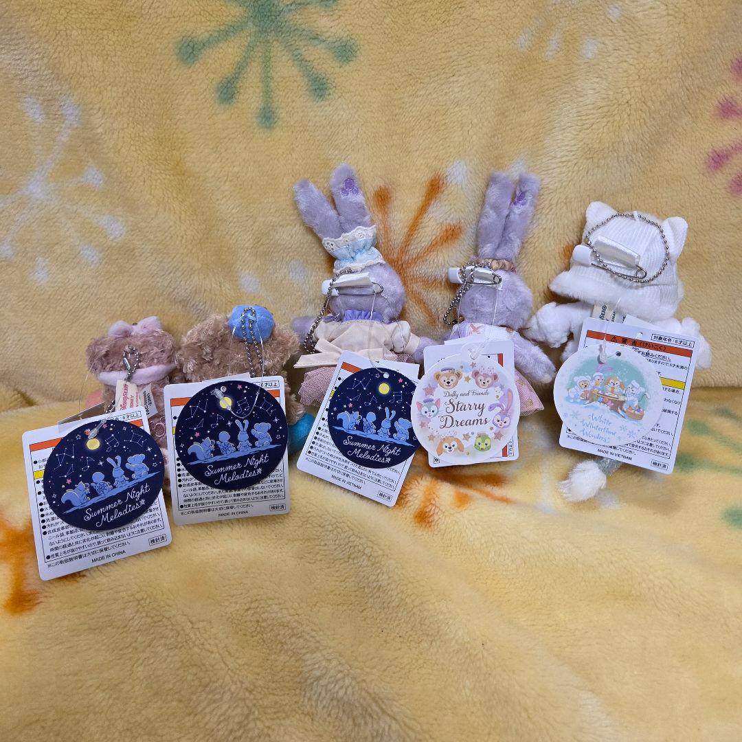 ダッフィーアンドフレンズ　ぬいぐるみバッジ　５体　ステラルー　ジェラトーニ　他