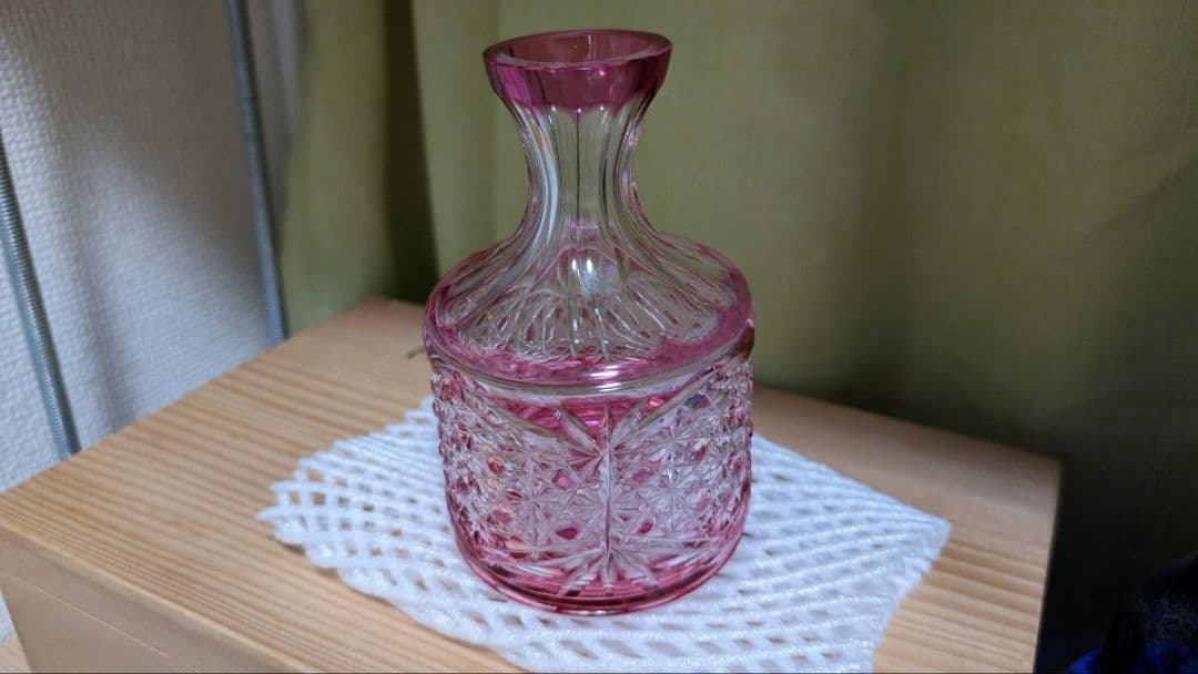 薩摩切子　ピンクカット　ガラス　デキャンタ　デカンタ　徳利