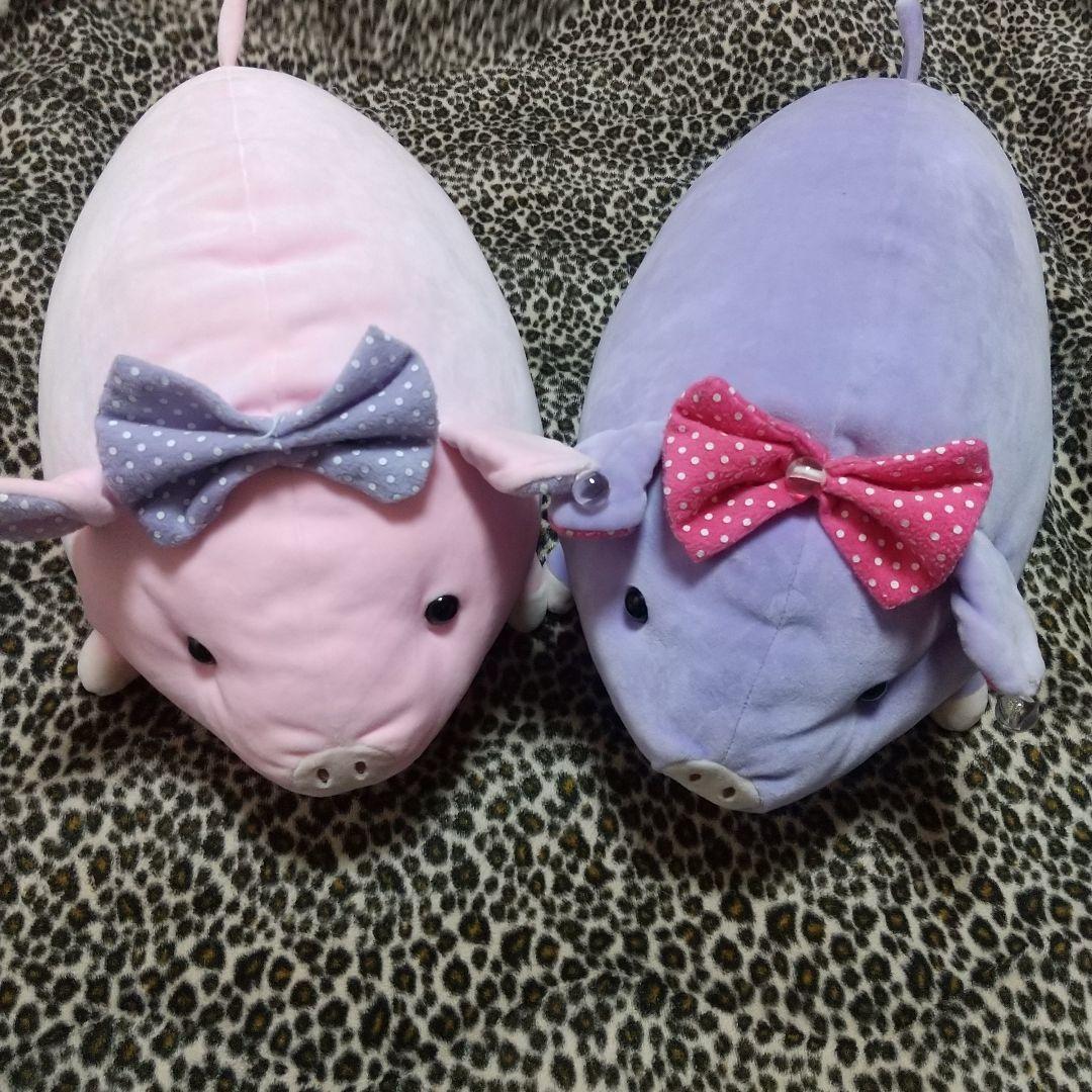 バンビーナ ふぁふぁとんさま ぬいぐるみ ピンク パープル ブタぬいぐるみ