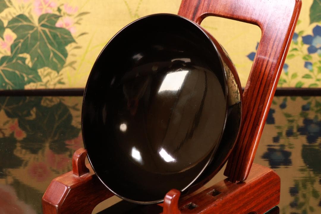 BJ110　時代輪島塗　流水紅葉桜図蒔絵　吸物椀　五客　木製　茶道具 懐石 会席