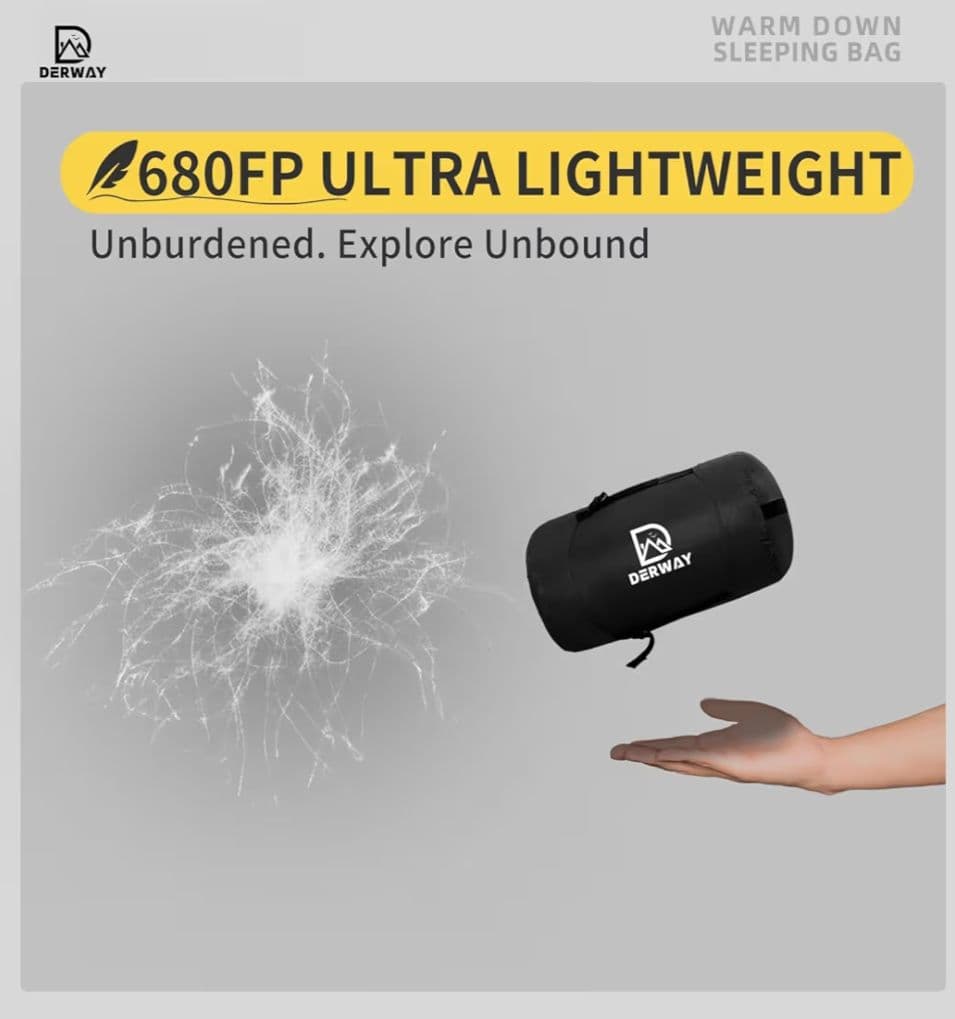 9 ダウン寝袋 冬用 超軽量 (220*85cm) キャンプ 車中泊 アウトドア