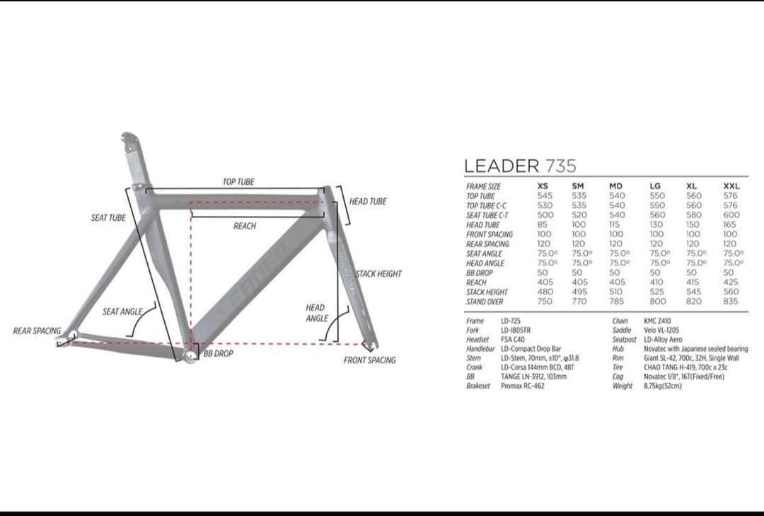 LEADER735 ピストバイク ブラック Lサイズ