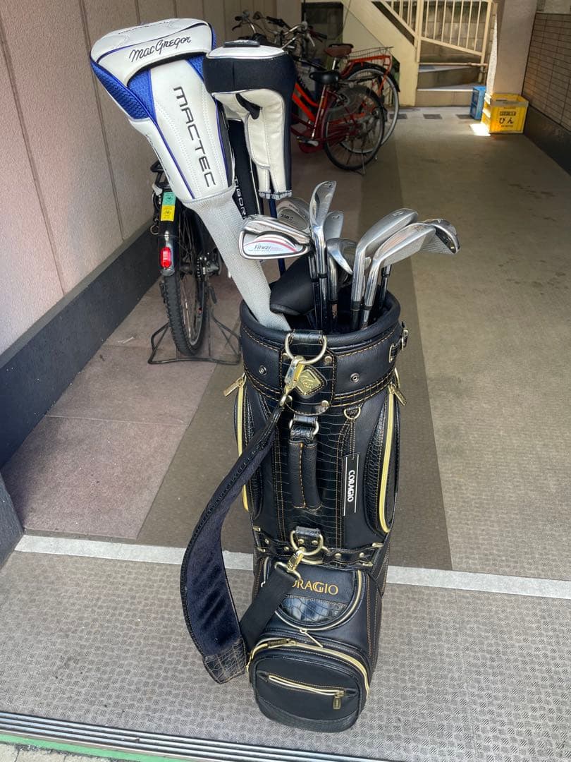 CORAGIO コラッジオ　ワニ柄 キャディバッグ　ブラック セット