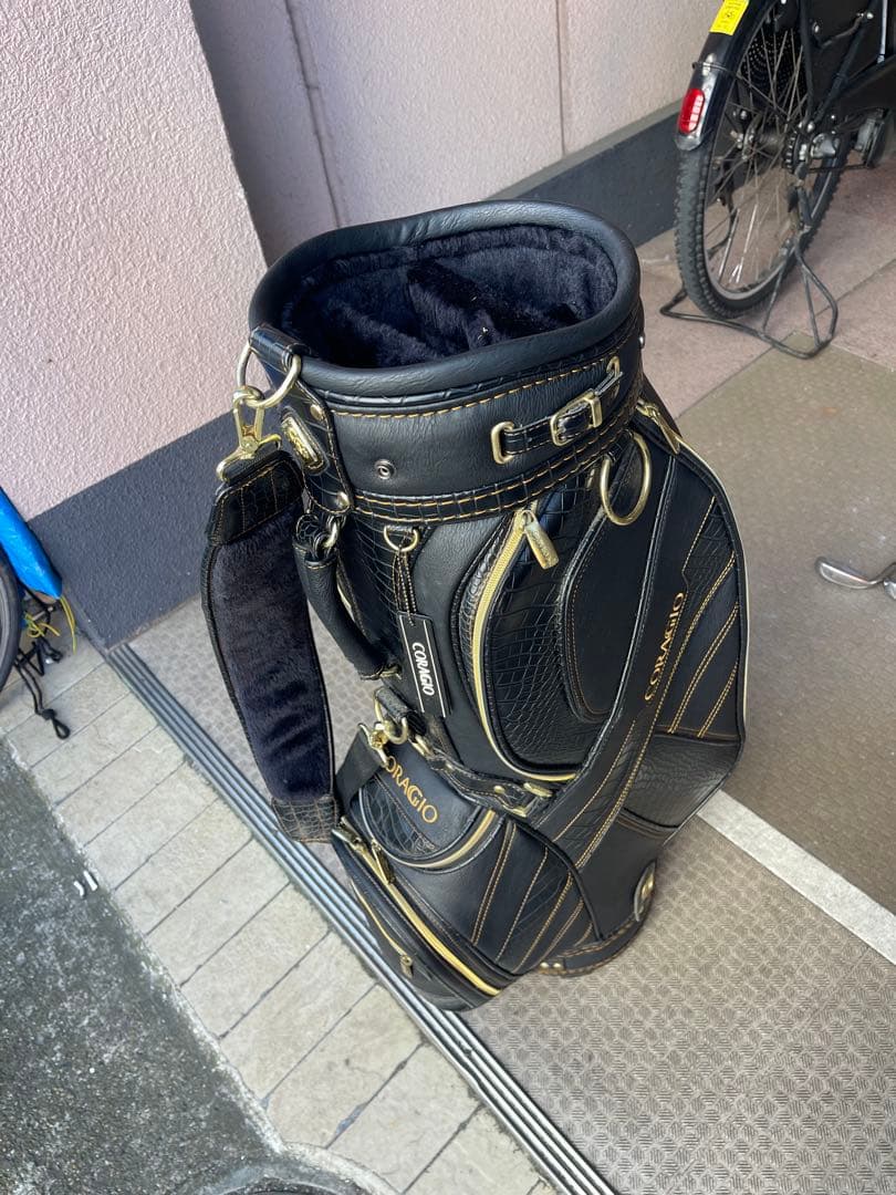 CORAGIO コラッジオ　ワニ柄 キャディバッグ　ブラック セット