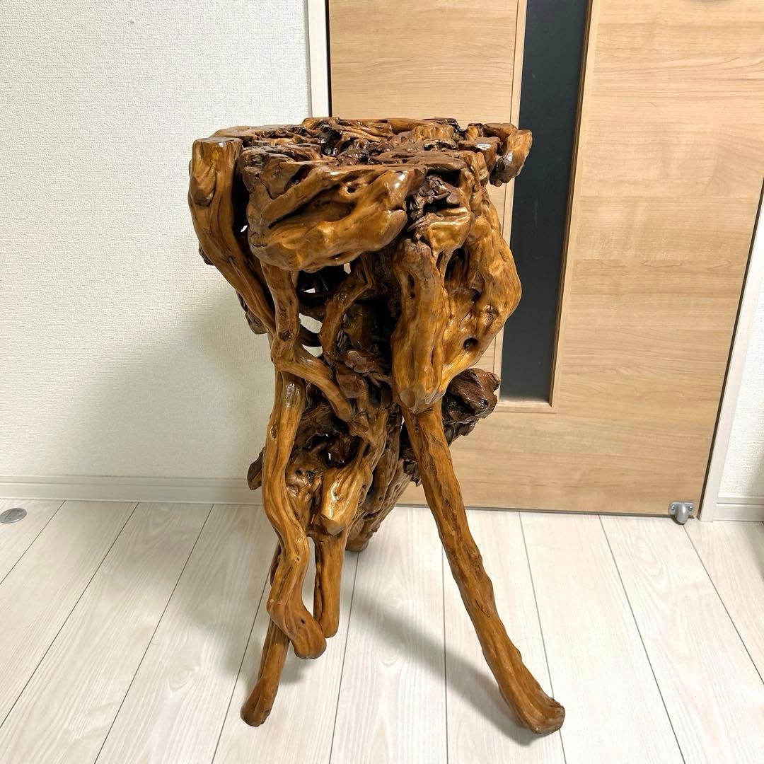 天然木 流木風 花台 飾り台 一点物 インテリアスタンド コーヒーテーブル