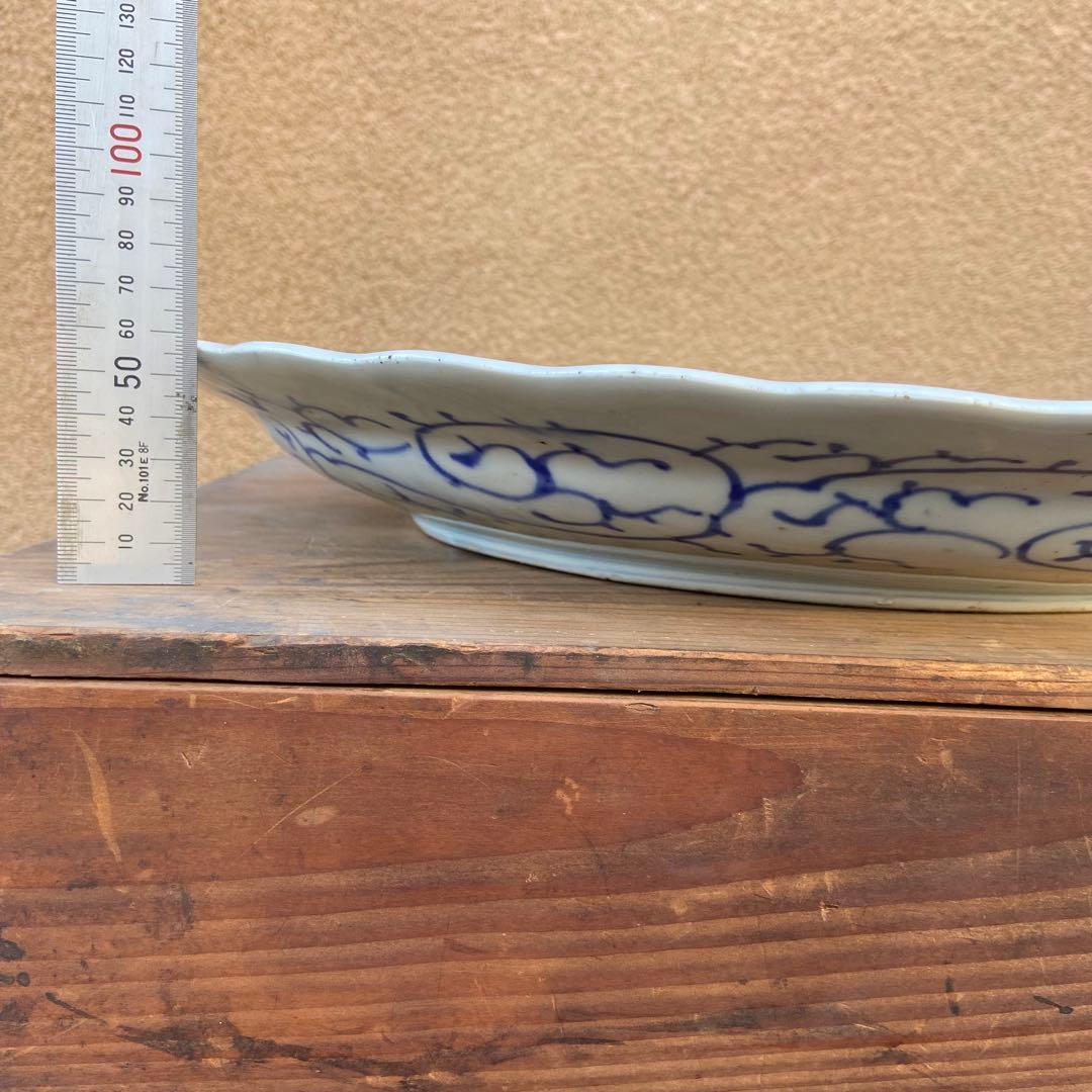 古伊万里 染付 輪花 大皿 骨董品