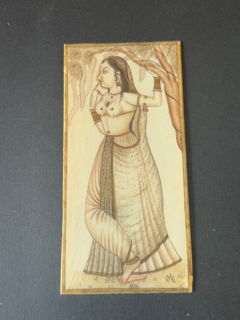 アンティーク◆ムガル帝国の細密画＊印Miniature Old Painting