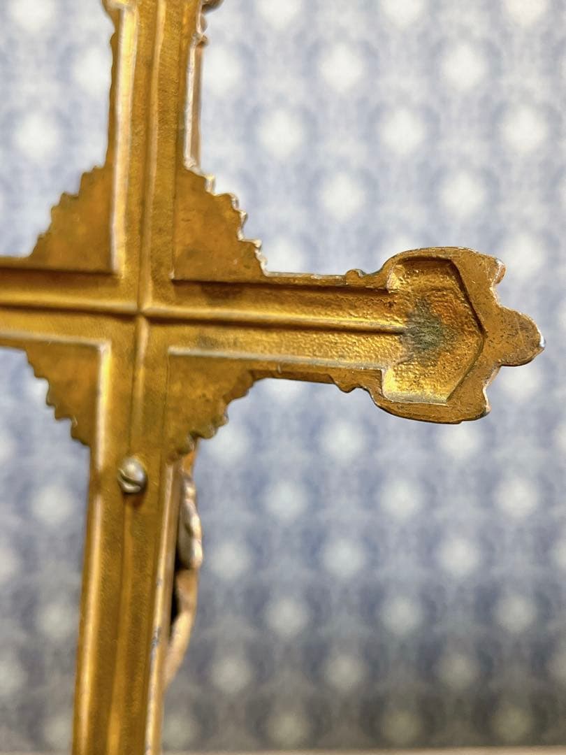 ヨーロッパ製　アンティーク　イエスキリスト　磔刑　十字架　真鍮