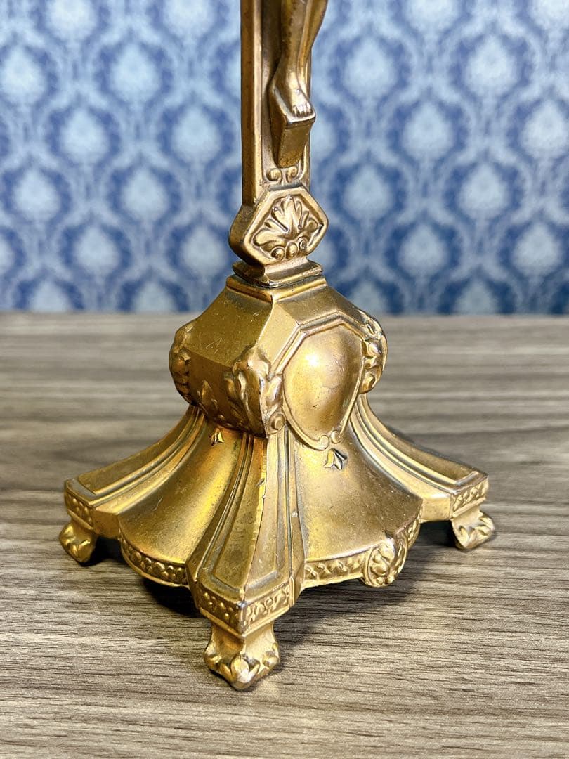 ヨーロッパ製　アンティーク　イエスキリスト　磔刑　十字架　真鍮