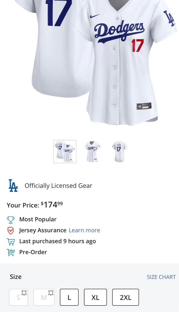 LA Dodgers 17 大谷翔平選手 ナイキホームジャージ正規輸入品