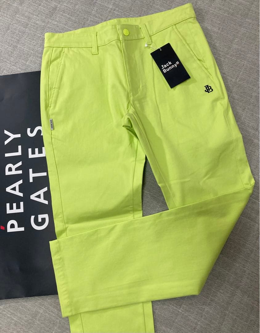 新品 パーリーゲイツ ジャックバニー ストレッチツイルパンツ(4)サイズM/黄