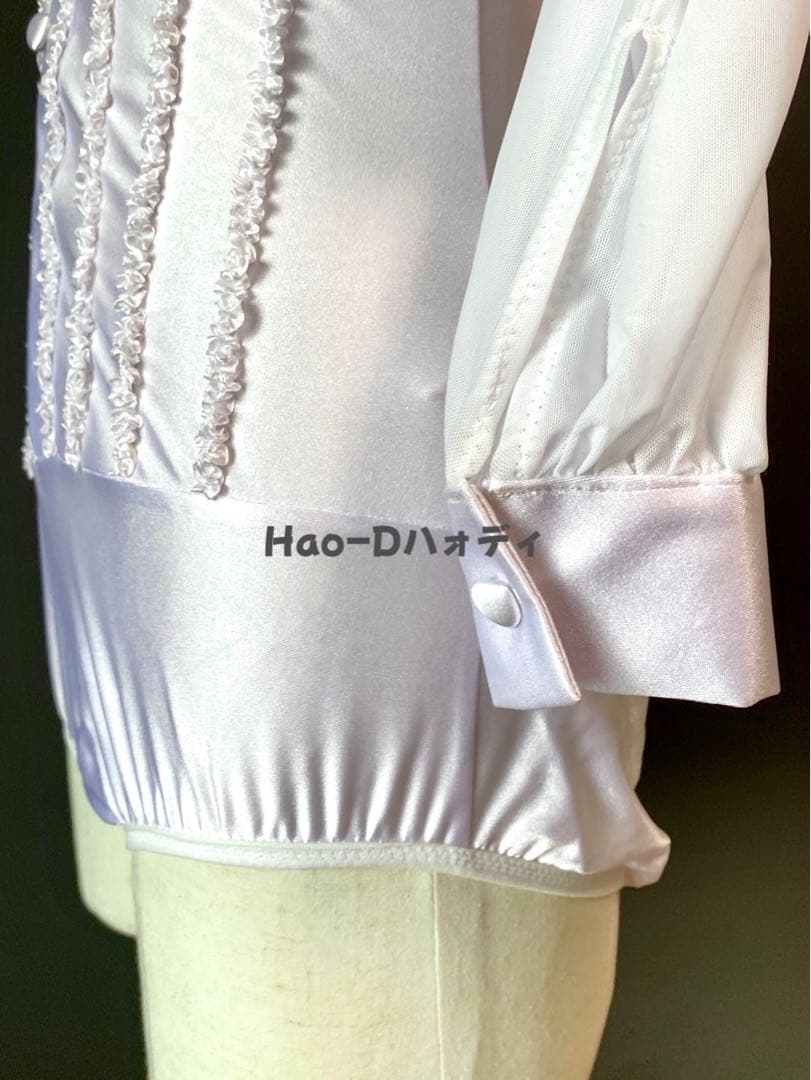 社交ダンス★新品★メンズシャツ★ラテン★立体フリル★白M★