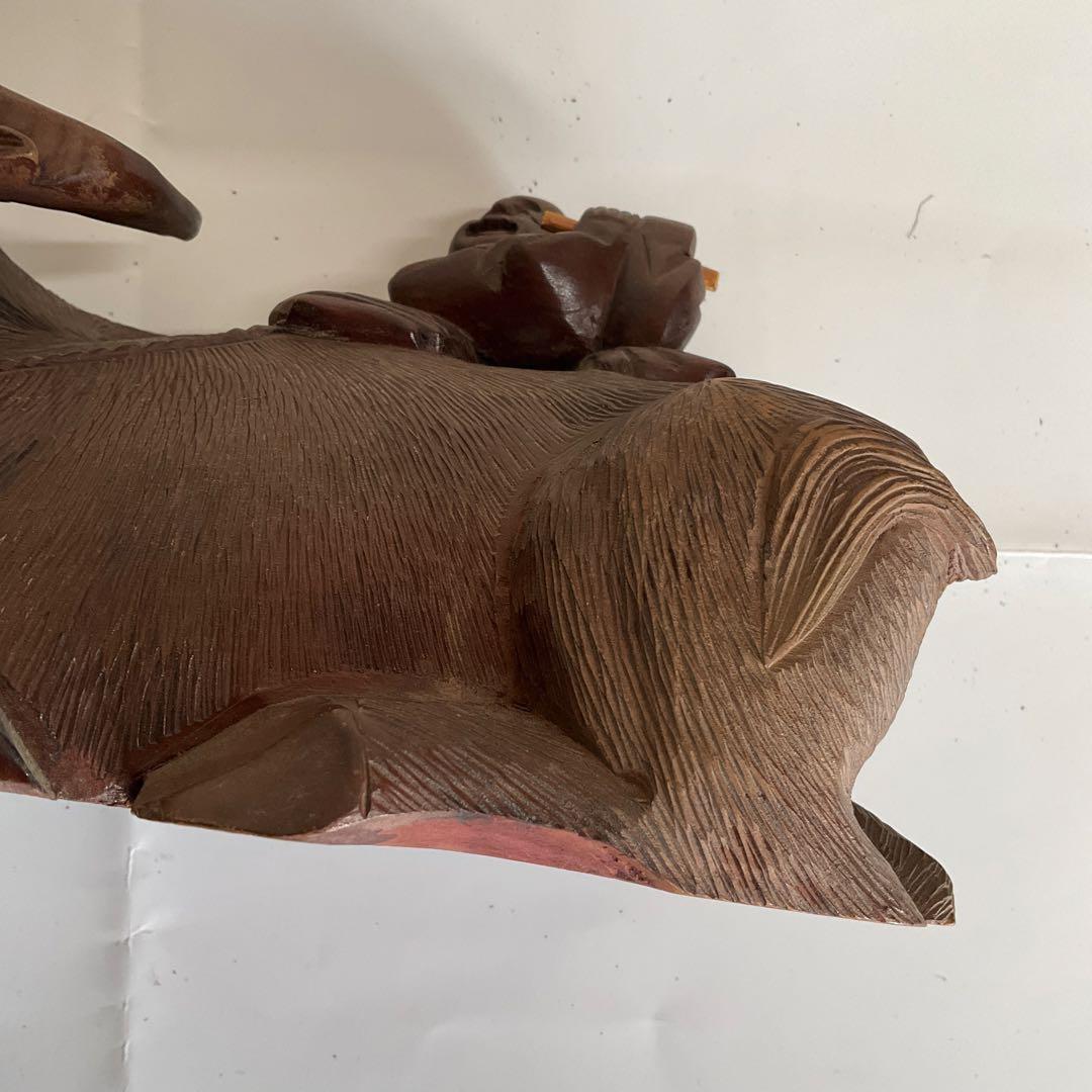 木彫　牛乗り笛吹童子