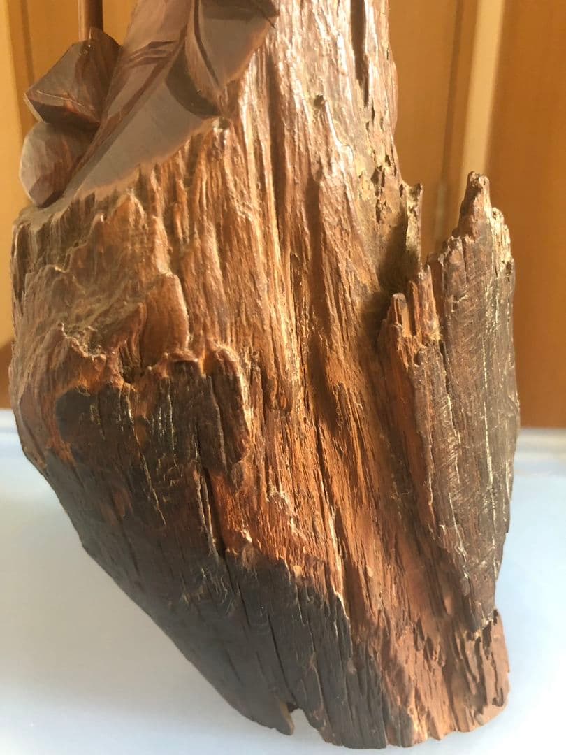 鍾馗様一刀彫　伝統工芸品　彫刻　昭和　当時物 オブジェ　飾り物　流木　置物