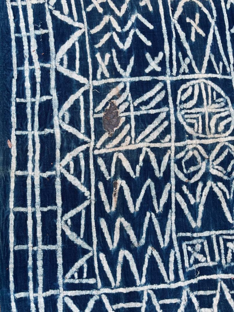 754 アフリカヴィンテージ カメルーン バミレケ族 藍染 ンドップ 古布 希少