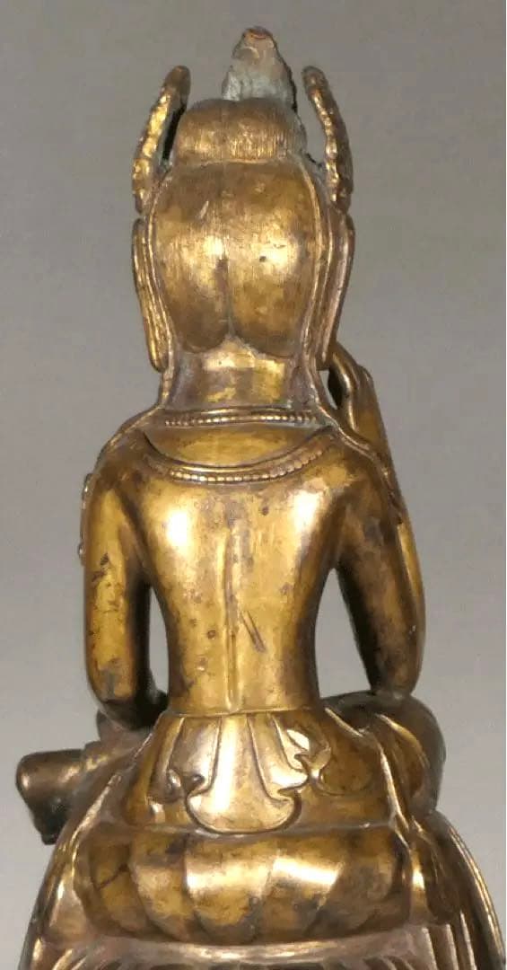【 金銅弥勒菩薩半跏思惟像 白鳳時代 】 小金銅仏 銅造鍍金仏 骨董 仏像