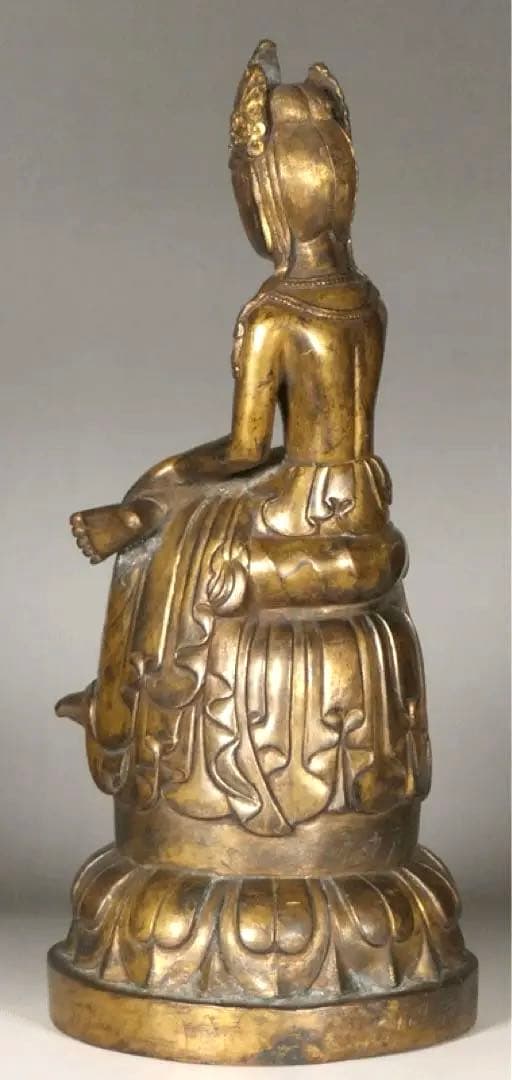 【 金銅弥勒菩薩半跏思惟像 白鳳時代 】 小金銅仏 銅造鍍金仏 骨董 仏像