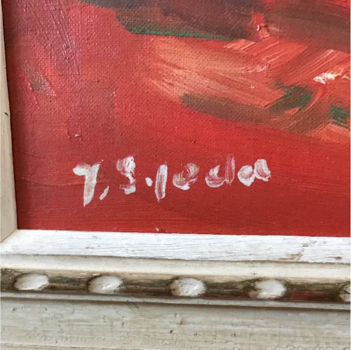 油絵 絵画 花瓶とワイングラスとコップ