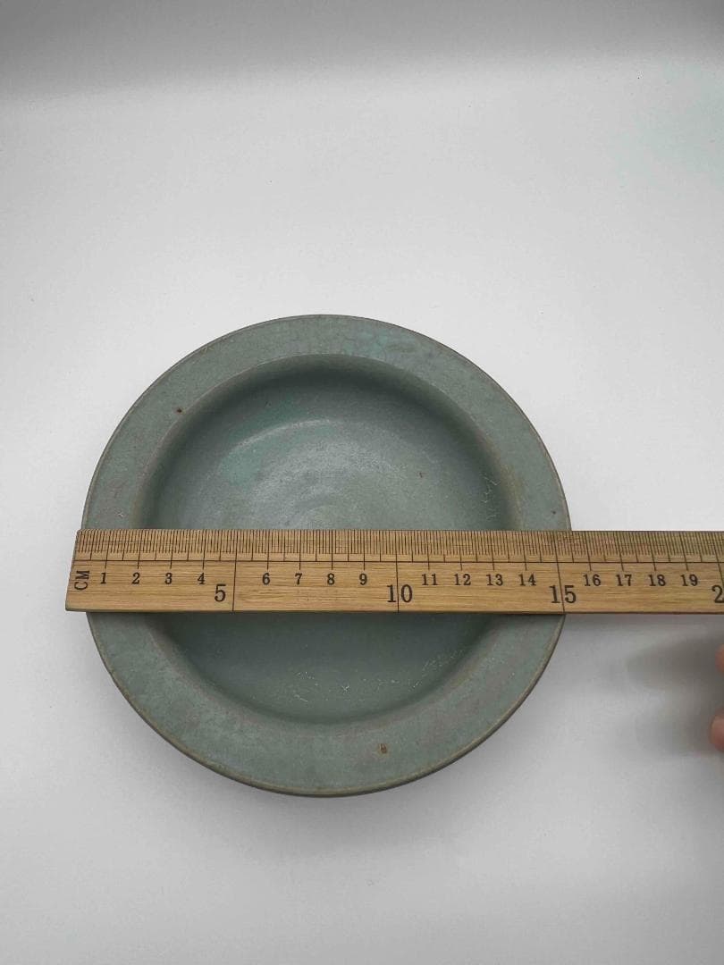 宋時代　青磁　汝官窯碗 三支釘燒盤 郊壇官窯皿 水差し 唐物(B-86)