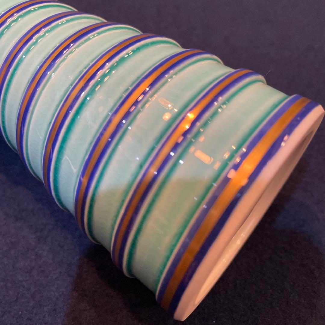 【中村 翠嵐】(造)『砧花入 』『淡青交趾独楽筋』共箱※美品