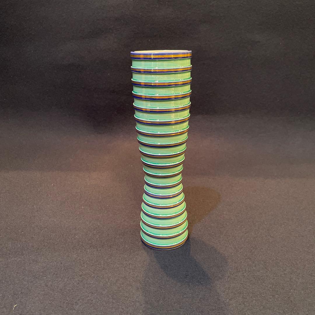 【中村 翠嵐】(造)『砧花入 』『淡青交趾独楽筋』共箱※美品