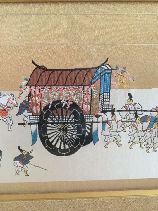 加納幸　葵まつり　織物　額