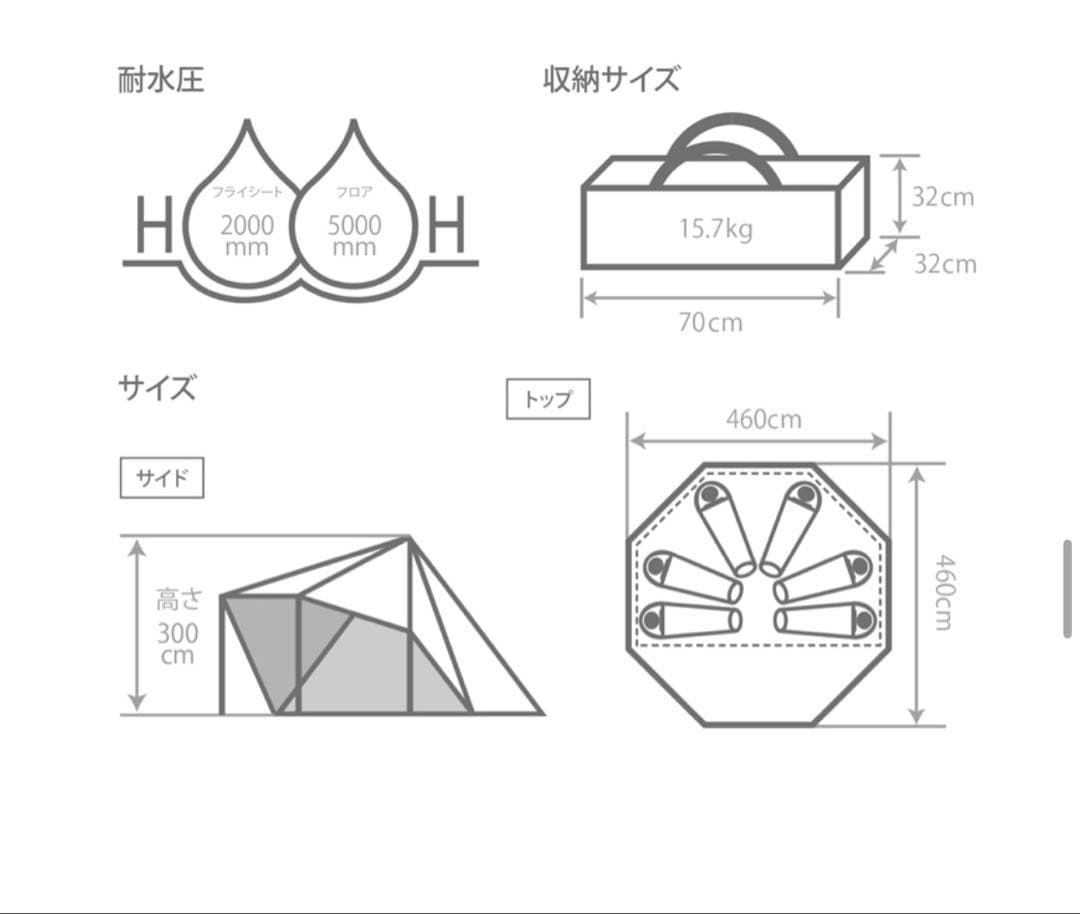DOD ヤドカリテント グレー＋ビッグタープポール2本　新品未使用