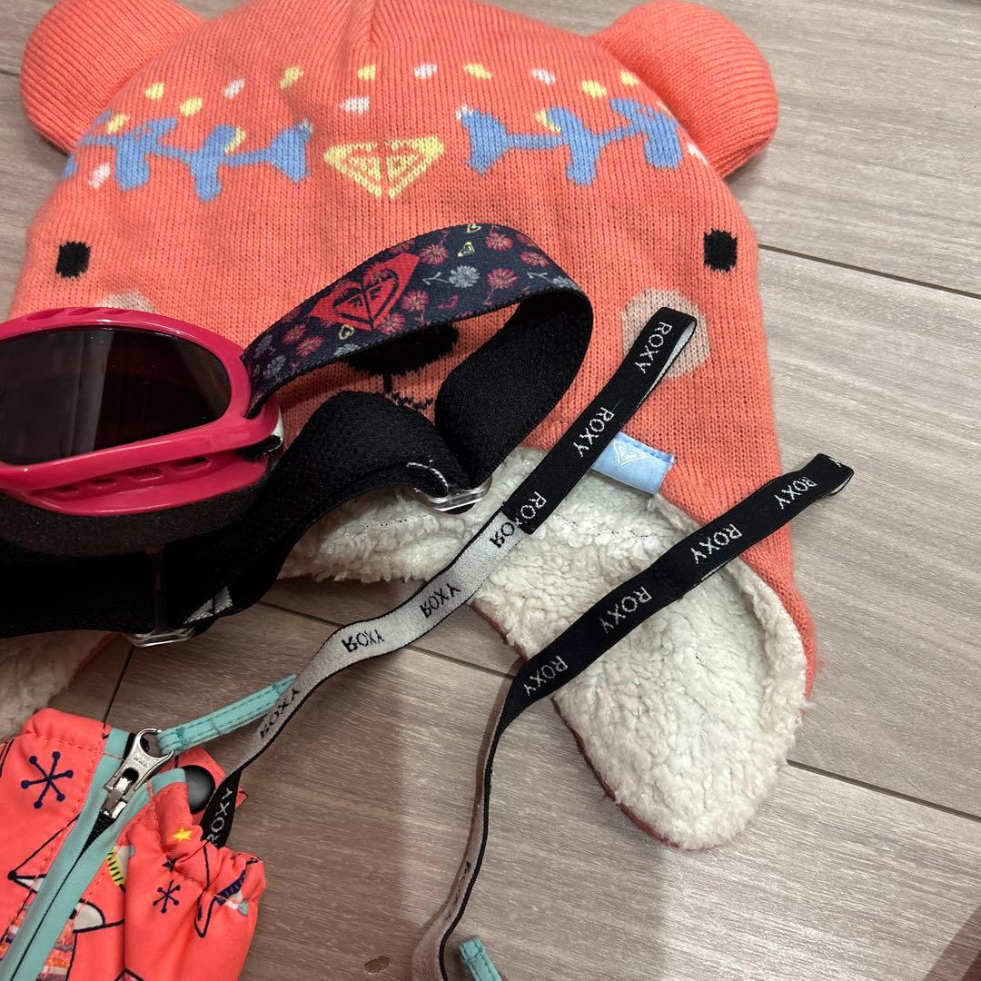 1回着★ROXY スキーウェア　帽子グローブゴーグルセット
