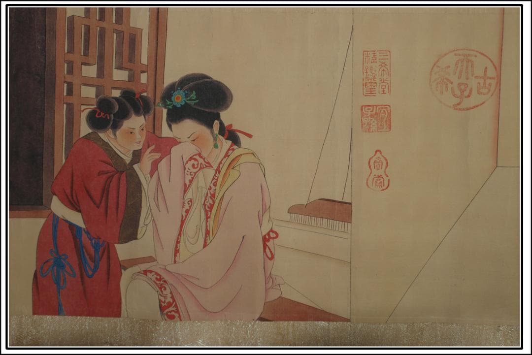 骨董市仕入れ品　中国唐時代の掛軸　激安骨董品　肉筆保証 BD418A8-2