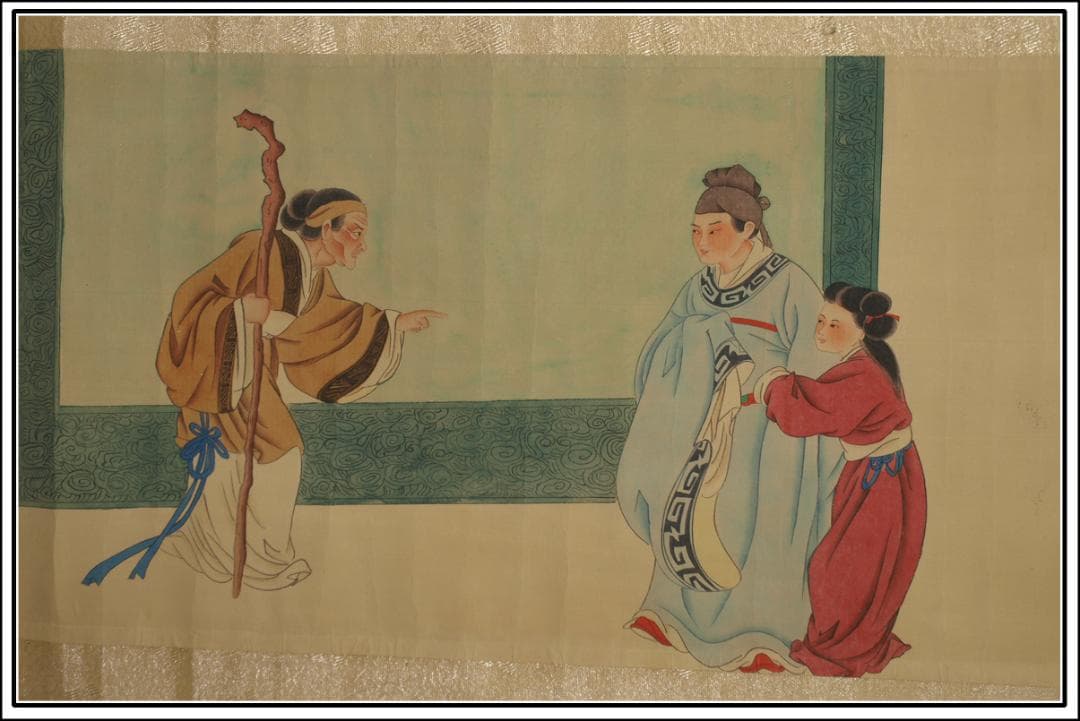 骨董市仕入れ品　中国唐時代の掛軸　激安骨董品　肉筆保証 BD418A8-2